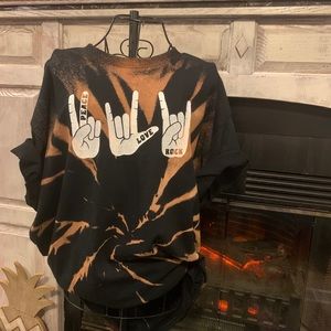 Peace Love Rock N Roll Graphic tee bleached